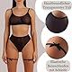 NewBull Sexy Unterwäsche Set für Damen Einfach Chiffon Transparent Dessous Outfit Kabelloser Hosenträger BH und Hoher Taille Höschen mit Beinring Dreiteilig Negligee für Frauen (Schwarz, S für S/M)