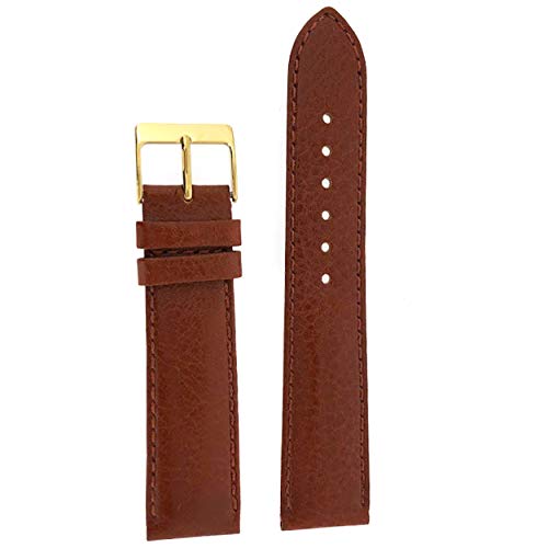 Tech Swiss Watch Band Calfskin Leather Comfort Lite Padded Brown Gold-Tone Buckle Ladies 12 millimeters