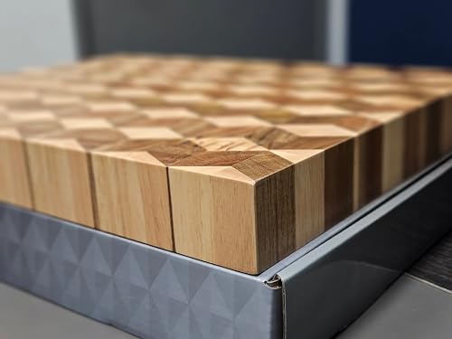 Tabla para cortar grande de madera de acacia KAV, rectangular, de 41.91 cm x 31.75 cm x 5.08 cm con diseño de rejilla de diamante miniatura 6