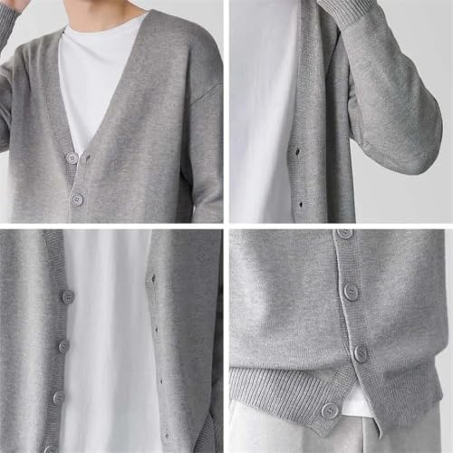 Men's Knitted Cardigan - Business Casual Classic V-Neck Solid Color Korean Fashion Sweater4