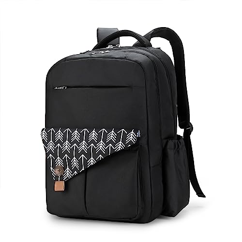 MOMIGO Baby Diaper Backpack - Large Capacity Water-Resistant Nappy Bag with Insulated Pockets, Stroller Straps, Travel Backpack&Outdoor Bag (Arrow Black)