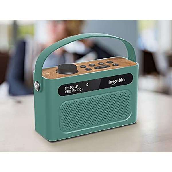 Inscabin M60 Portatile DAB/DAB FM Radio Digitale/Altoparlante Senza Fili Portatile con Bluetooth/Audio Stereo/Doppio Altoparlante/Doppia Sveglia/Batteria Ricaricabile/Bellissimo Design (Verde)