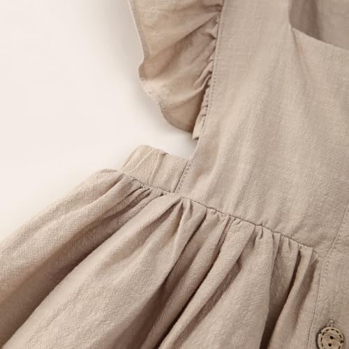 Toddler Girl Dress Kids Sleeveless Ruffle Cotton Linen Dresses Button Beach Summer Outfits Casual Party Dresses4