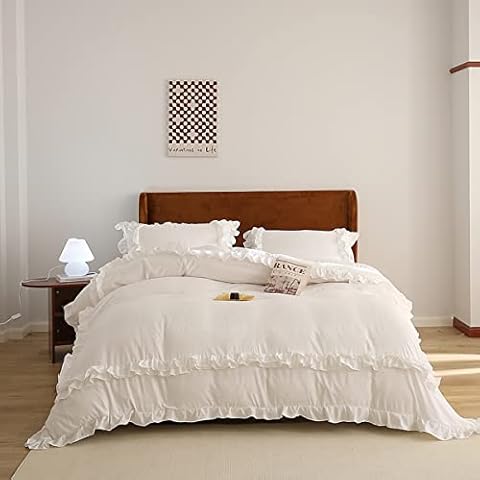Jolusere Vintage Ruffle Duvet Cover Set Cover