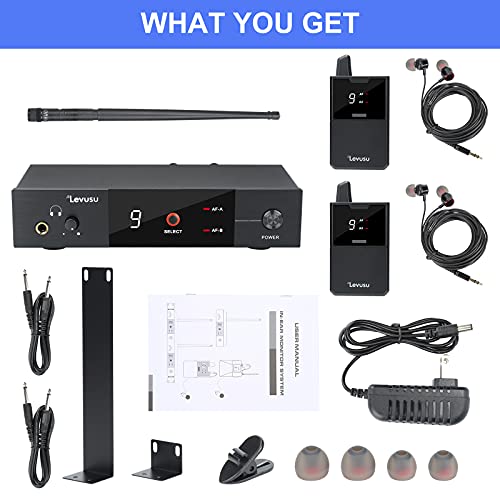 Levusu Pro UHF Dual Wireless inEar Monitor System with Earphone,180Ft