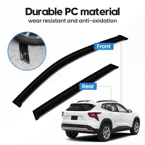 Image of Trax Rain Guards - Window Visors for Chevrolet Chevy Trax 2024 2025 2026, Out-Channel Side Window Rain Guards for Trax Accessories, 4PCS, Black, Car Accessories