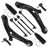 SCITOO 10pcs Front Suspension Kit Lower Control Arm with Ball Joint fit 2011-2018 for Ford Fiesta Outer Inner Tie Rod End w/Steering Boot Sway Bar Link