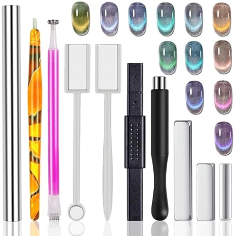 WOKOTO 10Pcs nail art Cat Eye Magnet For Nails gel polish Magnets Pens For Cat Eye Nail Art Tools Gradient Ombre Design Magnetic Sticks tools For Women Nails Magnets For Magnetic Nail Polish Magnet Cover
