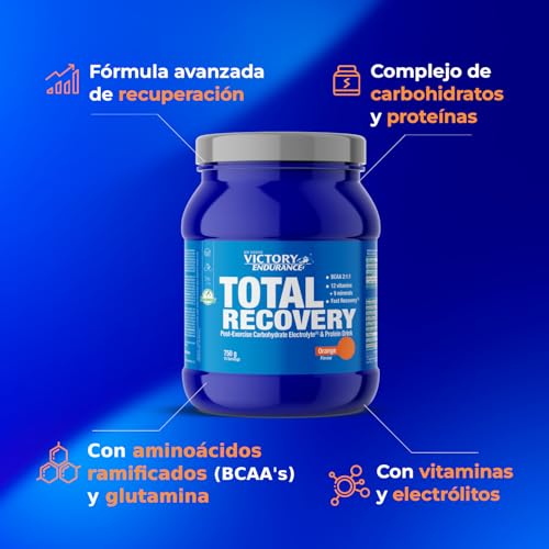 VICTORY ENDURANCE Total Recovery (750g) Sabor Naranja, Preparado Bebida Post-Entreno de Carbohidratos Electrolitos y Proteínas, Con BCAA 2:1:1, 12 Vitaminas y 9 Minerales, Recuperación Rápida - Imagen 3