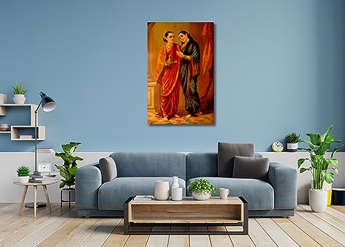 Image of Sikhash Raja Ravi Varma Canvas Paintings Classic Art, Indian Art, Famous Artist, Wall Painting for Living Room, Bedroom, Office, Unframed, Multicolor Fabric Size - 12x8 inches (30x20 cms, Draupadi Sudeshna)