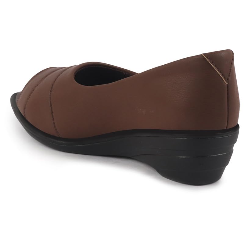 Image of FAUSTO Women Stylish Backless Casual Ballets | Low Heel Cut-Out Slip-On Ballerinas | Comfortable Walking Flats Sandals | Memory Cusion Insole