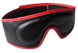 Rot/Schwarz. Tula-Toys Bondage Leder Augenbinde Augenmaske gepolstert mit Klettverschluss rot schwarz