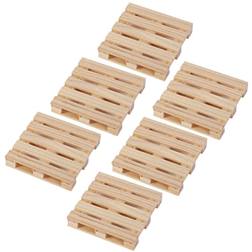 6 Pack Wooden Mini Pallet Coasters, Square, Wood Beer Coasters, Gifts For Men, Drink Holders, Stands For Hot And Cold Beverages, Unique Table Decor (3.9 X 3.9 In) #TOP4