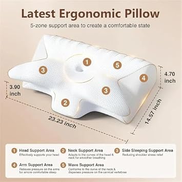 Snoring Pillows for Sleep, Ergonomic Memory Foam Cervical Neck Pillow with Breathable Cover for Side/Back/Stomach Sleepers, Better Sleep Black