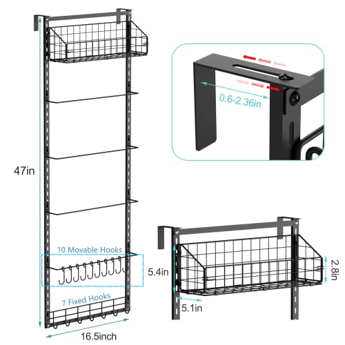 Yociyoga Metal Hat Rack Organizer For Baseball Caps For Door Closet Hat Holder With Retractable Door Hangers, Storage Basket & 17 Hat Hooks, Height Adjustable Cap Storage Shelf #TOP3