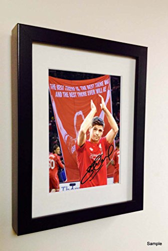 Signed Black Soccer The Last Game Signed Steven Gerrard Liverpool FC Autographed Photo Photograph Football Picture Frame Gift