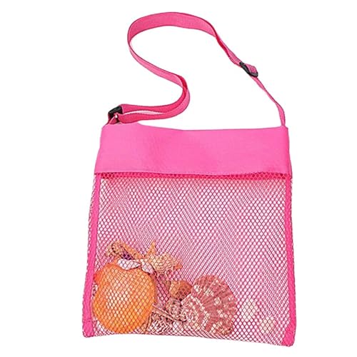 Mesh Beach Bags Portable, Foldable Sea Shell Bag with Adjustable Carrying Straps and Versatile Toy Storage, Green.