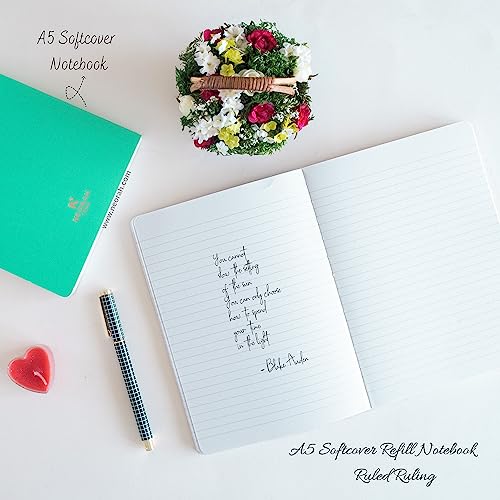 Image of NEORAH - A5 Ruled Notebook Soft Cover | Journal Refill | Ruled Journal | 110 GSM | 160 Pages (Size 21 cm x 14.8 cm) Planner Journaling Writing Note Taking Diary, Travellers Journal -Teal
