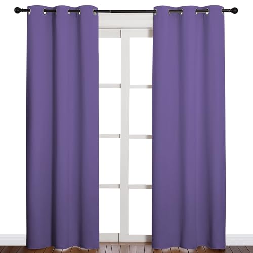 Image of NICETOWN 84 inches Blackout Curtains for Office and Theater, Thermal Insulated Solid Grommet Drapes for Living Room (Lilac Purple, 1 Pair, 42 inches Wide)