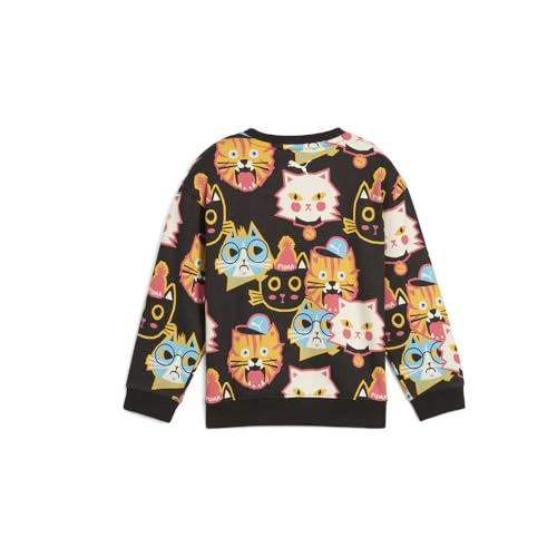 PUMA Kids Boys Moody Cat Graphic Crew Neck Sweatshirt Casual - Black2