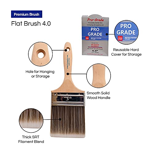 12PK 4 inch Flat BrushPremium Wall/Trim House Paint Brush Set Great for Professional Painter and Home Owners Painting Brushes for Cabinet Decks Fences Interior Exterior & Commercial Paintbrush. by Pro Grade - Image 5