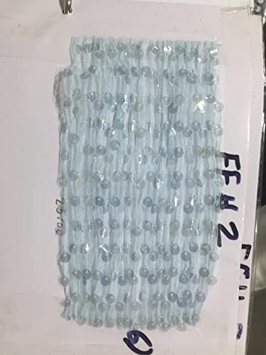 Tissu filet bleu eau avec séquence argentée FF2, largeur 147cm pour couture