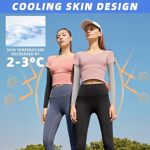 Image of BHYTAKI UV Sun Protection Arm Sleeves, UPF 50 Sports Cooling Arm Compression Sleeves for Men Women Teenager