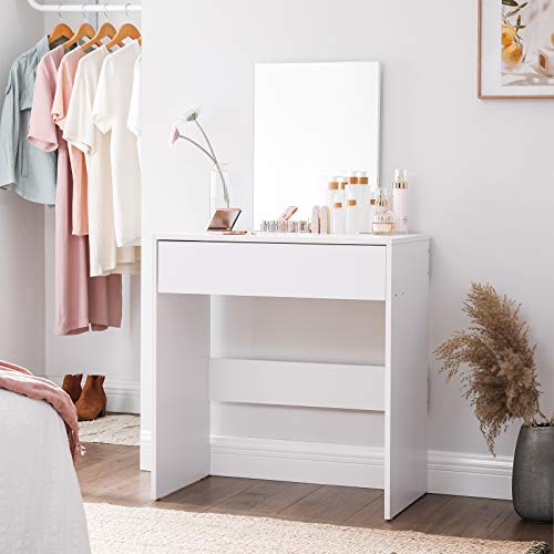 VASAGLE Toeletta spiegeltafel met lade, XXL, voor slaapkamer, minimalistische stijl, wit - Image 3