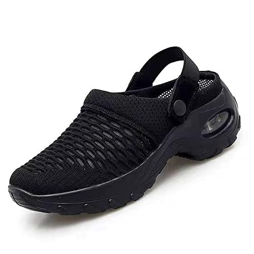 Stratuxx Kaze Women Diabetic Walking Air Cushion Slip-On Orthopedic Sandals Diabetic Walking Shoes Black