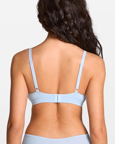 Image of Natrelax Modal Ribbed V Neck Bralette | Semi Sheer Fabric, Wireless Unlined, Double Layers, Adjustable Straps, No Underwire, Comfort Soft, Bras for Women
