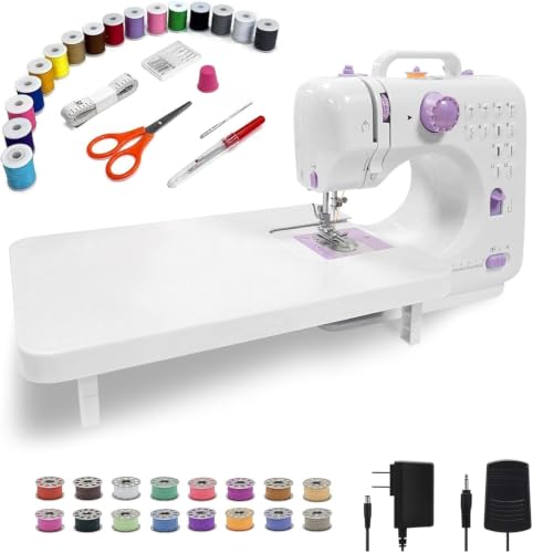 Image of This lightweight Sewing machine is designed for convenience and versatility. Sewing Machine for Beginners,Portable 12 Built-in Stitches,(High-Low Speeds),505UJH.DC Power Supply Method.