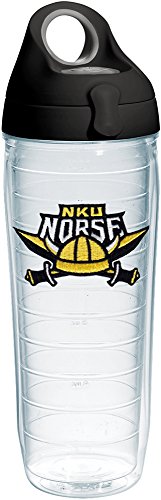 Tervis Copo isolado com logotipo Northern Kentucky Norse com emblema e tampa preta com cinza, garraf