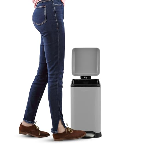 Image of happimess Betty Retro Mini 3.2 Gal Step Trash Can, Gloss Gray