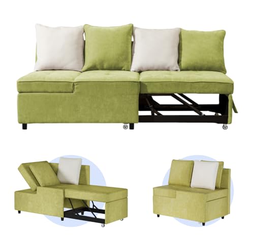 FlexiSpot ソファ―ベッド XB3 3WAY 幅100−177x奥行き65x高さ72cm ソファ 2人掛け おしゃれ 3段階リクライニング クッション付き 簡単組立 コンパクト設計 (グリーン)