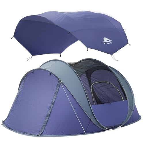 4 Person Easy Pop Up Tent,Camping Tent with Skylight and...