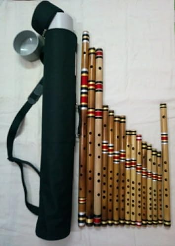 Image of Flute Carry Bag with Shoulder Strap - Durable Padded Cover for Bansuri & Bamboo Flute - Lightweight Protective Storage Case (Black) CA-01