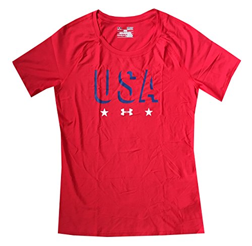 T-shirt de running Under Armour femme rouge pour entraînement outdoor L
