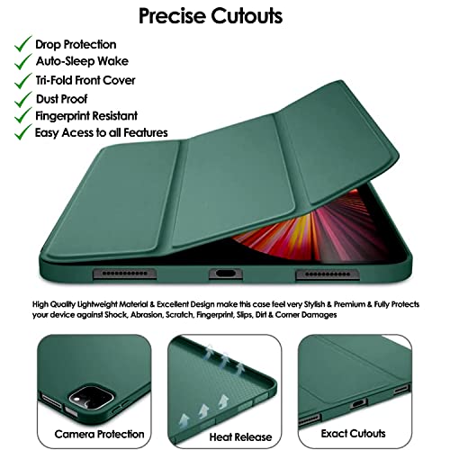 Image of DuraSafe Cases for iPad Pro 11 inch 4th 3rd 2nd Gen Case A2759 MNXE3HN /A MNXD3HN /A A2435 MNXG3HN /A MNXF3HN /A MNXJ3HN /A A2761 A2762 MNXN3HN /A MP553HN /A A2377 MHQR3HN /A MHQT3HN /A A2228 - Dark Green