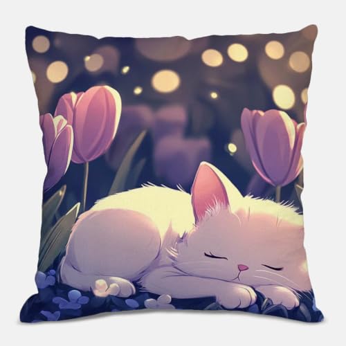 Fundas de cojines de 40 x 40 cm de lino con diseño de gato L#1477 pack de 2 8