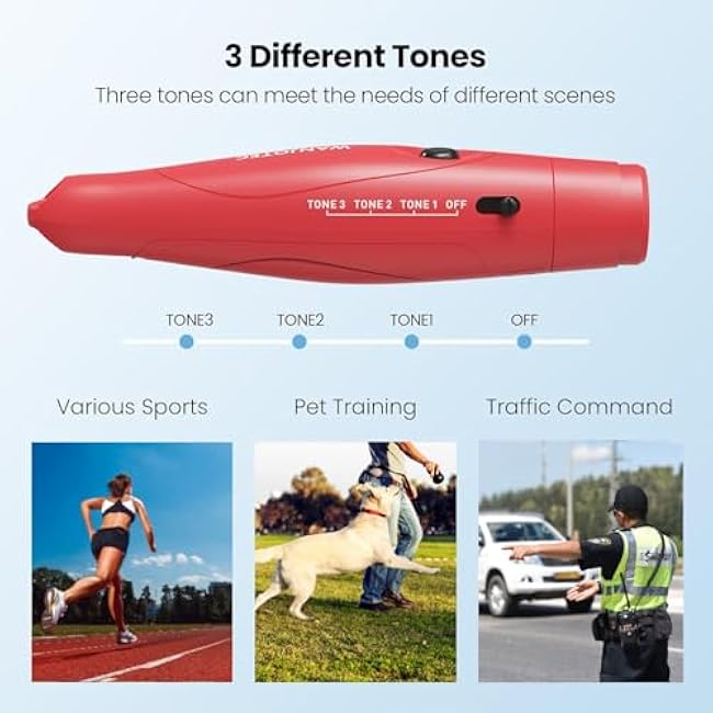 Electronic Whistle Set of 3, 3 Adjustable Tones, Maximum Volume 130dB Handheld Emergency Whistle for Referees, Sports, Outdoor Sports Whistle with Lanyard