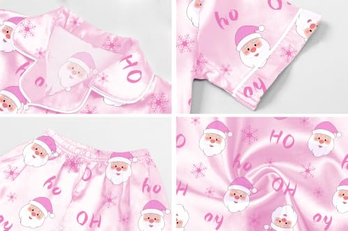 Image of Schbbbta Women Pajamas Set, 2 Pieces Satin Silk Button Down Pjs Short Sleeve Outfits Loungewear