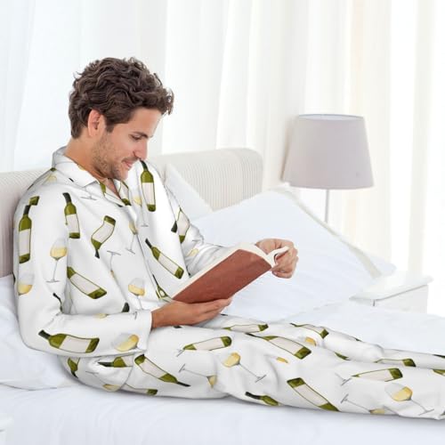 Mens Pajamas Set - Champagne Bottle And Glasses Long Sleeve Sleepwear Nightwear Pjs Lounge Pajama Sets For Men3