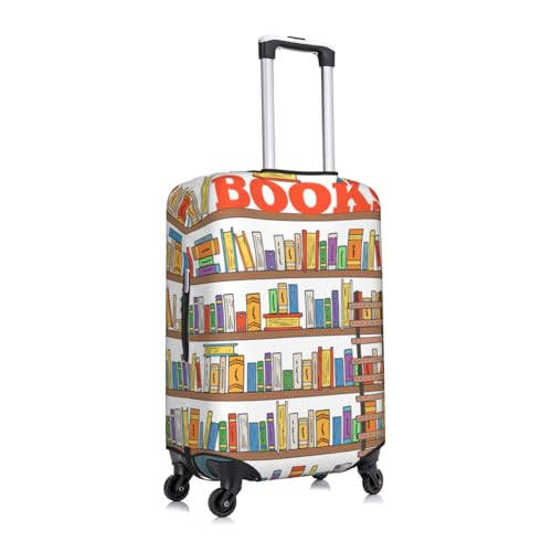 Funny Book Shelves Collection And Ladder Print Washable Luggage Cover Fashion Suitcase Protector Cover Fits 18-32 Inch Luggage3