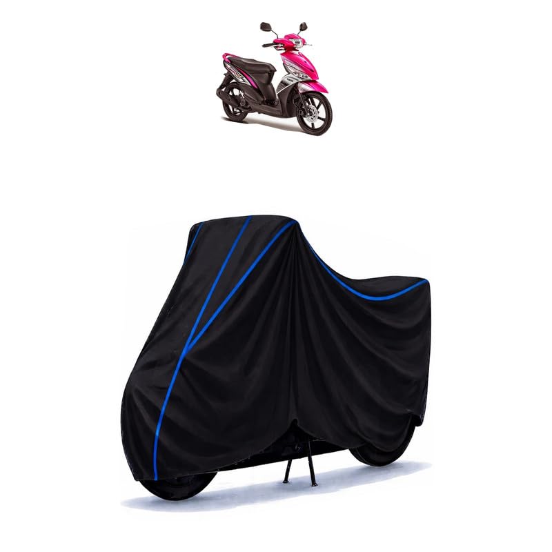 Image of Scooty Cover Water Resistant for Mio Fi | Universal Scooter & Bike Cover | Heavy Duty UV Protection | Dust, Rain & Scratch Protection | Elastic Fit All Weather Indoor Outdoor | Black with Blue Piping