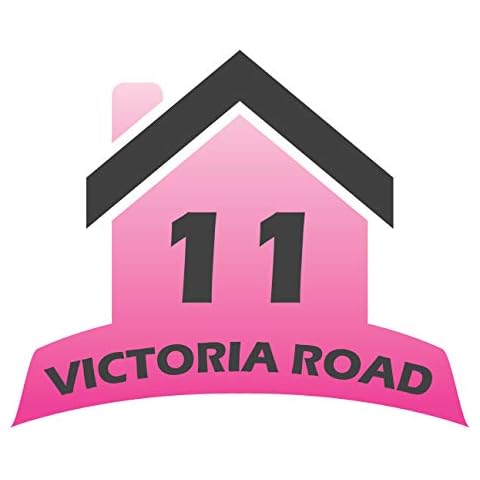 RJWprint Wheelie Bin Stickers Number & Street Name (Pack of 4) Custom Made in Pink Cover