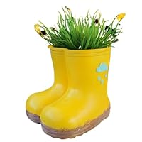 Creative Yellow Rainboot Shaped Resin Vase - Vivid Novelty Pot, Sturdy Curved Base | Desk Ornament Holder, Multi-Use Cost with Sturdy Opening for Pen Storage, Patio Setting, Entrance Styling