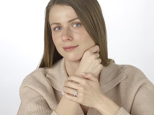 IGI Certified 1 1/4 to 3 1/3 Carat Lab Grown Diamond Engagement Ring for Women I 14k White Gold Ring for Her Side Stones (G-H VS1-VS2 cttw) Wedding Promise Anniversary Ring Size 6 to 84