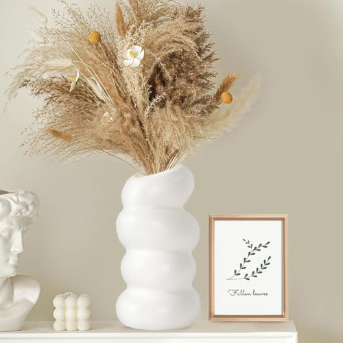 White Flower Vases Plastic Spiral Vase Modern Fall Minimalist Vase Small Pampas Grass Decorative Vases Flower Arrangement Container for Home Decor Wedding Table Party (1Pcs) - Image 6