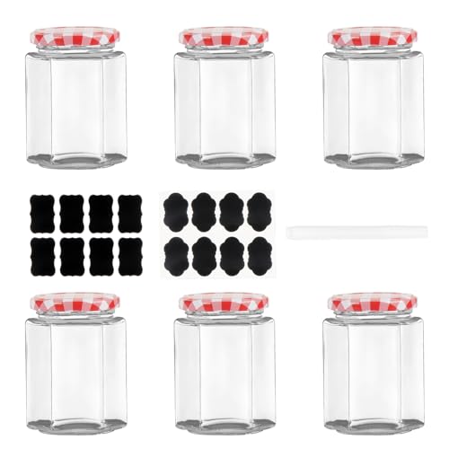 Hexagonal Glass Jam Jars 280ml