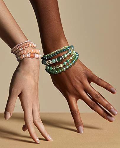 Noessla Beaded Boho Stretch Bracelet Colorful Stackable Crystal Beads Bracelets Trendy Costume Jewelry Mothers Day Gifts For Women (21-Champagne) #TOP4